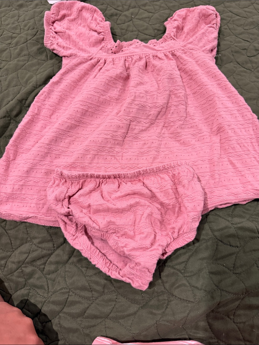 Pink Eyelet Baby Dress with Bloomers